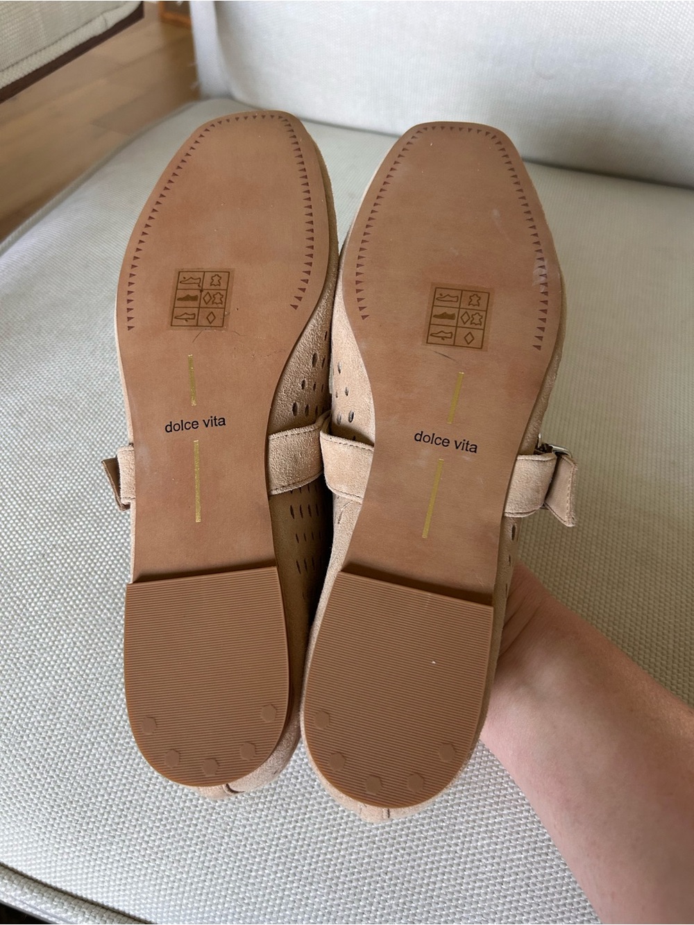 New Dolce Vita Mikel Ballet Flats Camel Perforated Anthropologie - Picture 4 of 5
